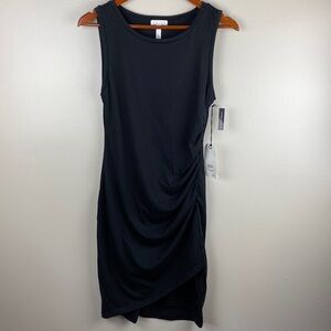 Leith Woman’s Medium Mini Dress Black Sleeves Gathered Waist NWT